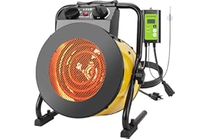 ORVELLA Greenhouse Heater with Digital Thermostat, 1500W Grow Tent Heater, Overheat Protection & Fast Heating, Electric Space Heaters for Patio, Garage, Greenhouse, Flower House, Gold