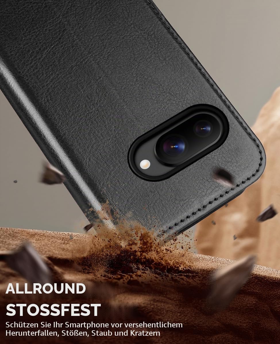 OCASE Hüllel für Google Pixel 10A Premium PU Leder Schwarz 3