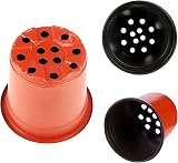 Augshy 6 Inch Plastic Plant Nursery Pots 130 Pack Terracotta Black Interior view 4