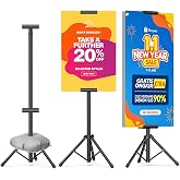 CZMIYRPY Banner Stand Double Sided Poster Stand with Water Bag 1 Pack | Poster Stand Adjustable Tripod Sign Holder Suitable for Cardboard Signs Height Up to 88.58" for Trade Show, Retail Shop