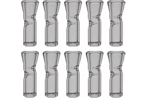 AOMI Reusable Glass Filter Tips for Cigarettes, Ø9mm Outer Diameter 35mm Length Glass Rolling Tip Flat Mouthpieces, 10 pcs Transparent Black Color Easy to Clean 9 x 35mm