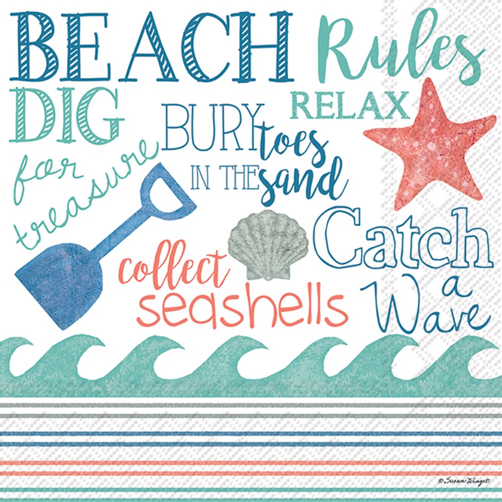 Photo 1 of Celebrate the Home Beach-Themed 3-Ply Paper Cocktail Napkins, Beach Rules, 20-Count