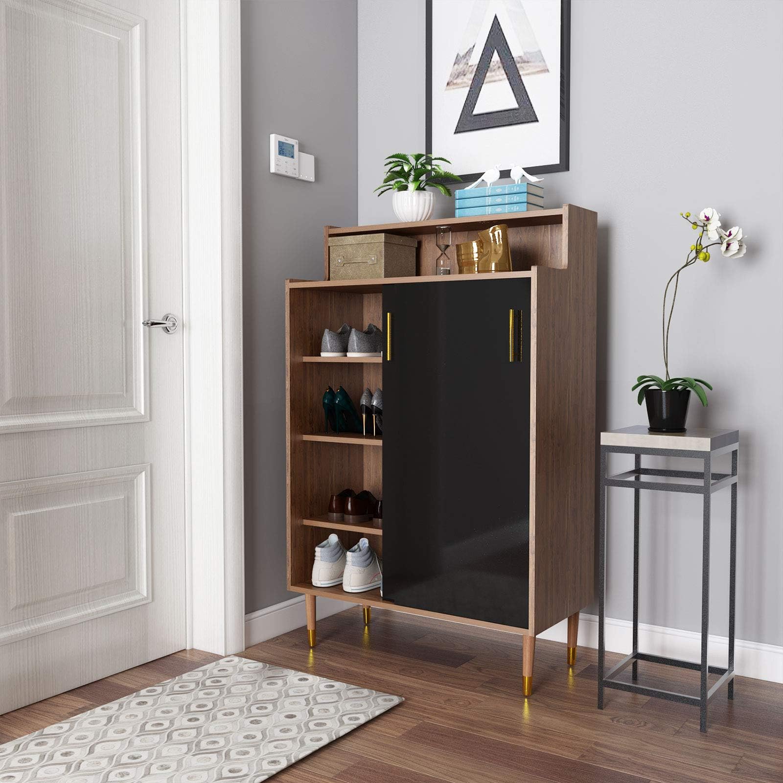 Mecor Shoe Rack Storage 2Door Shoebox Container Organizer