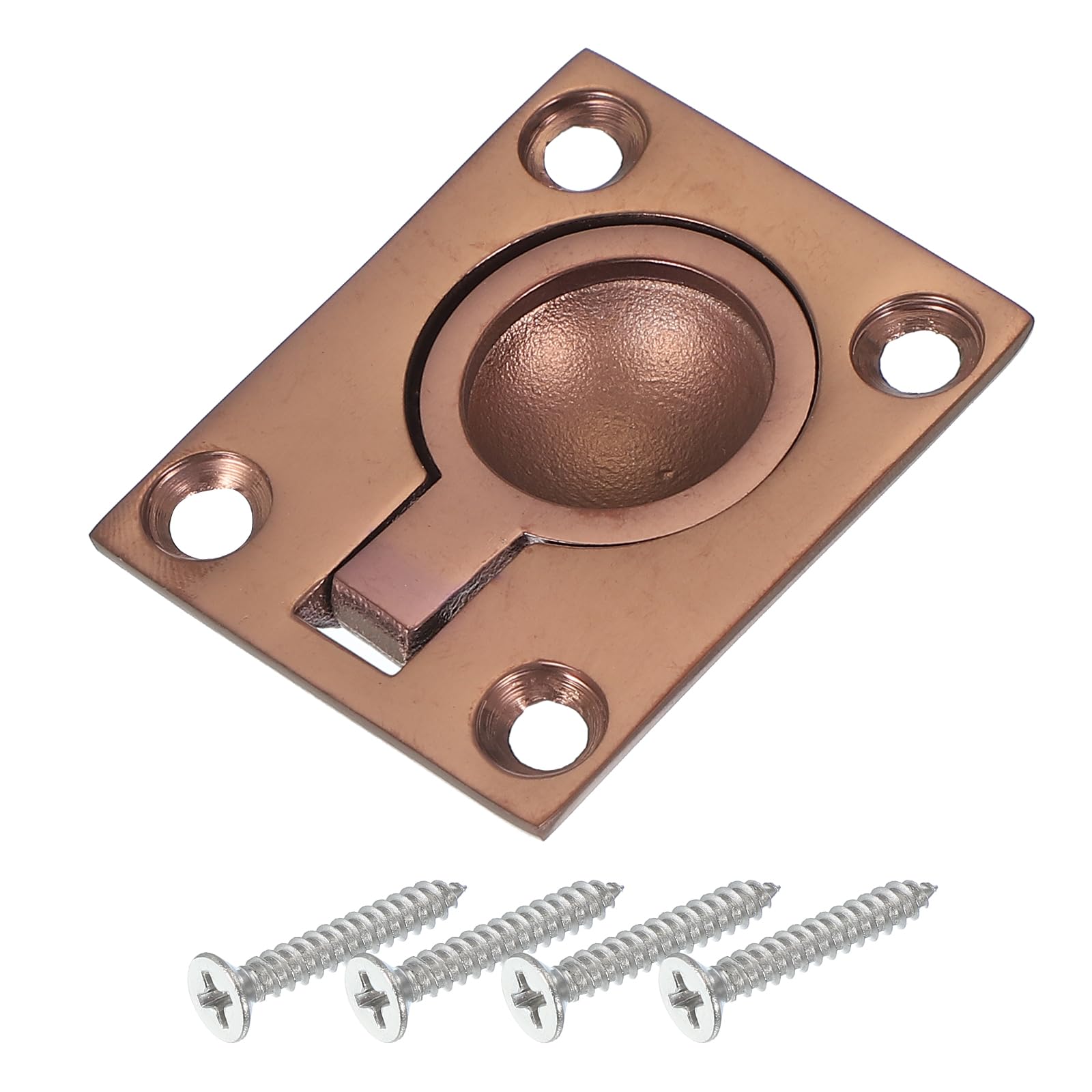 PATIKIL 1-7/8"x1-1/2 Flush Pull Ring Handles, 316 Stainless Steel Square Recessed Door Pull Hidden Boat Hatch Latch with Screws for Marine Yacht Furniture, Red Bronze