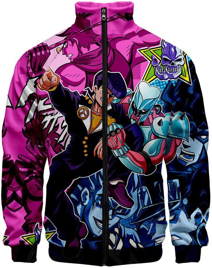 JIUYU JoJo's Bizarre Adventure 3D Printed Stand Collar Zipper Hoodie Men & Women Sweatshirt Jersey