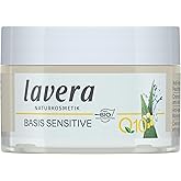 lavera Basis Sensitive Anti Wrinkle Moisturizing Cream - Face Cream with Q10 & Aloe Vera - Moisturizing Facial Cream - Anti Aging Cream - PETA Certified - Vegan - Made in Germany - 1.7 Fl Oz