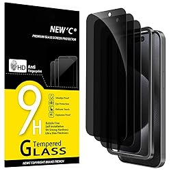 NEW'C 3 Pack Privacy Screen Protector for iPhone 15