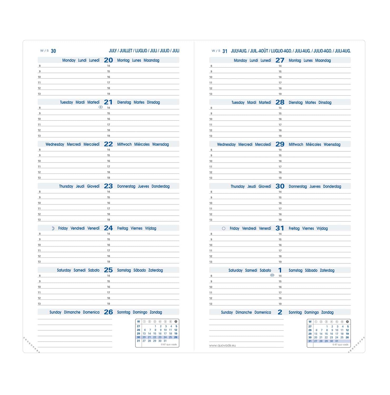 Quo Vadis Silma - 2016 Replacement Diary, 8.8 x 17 cm