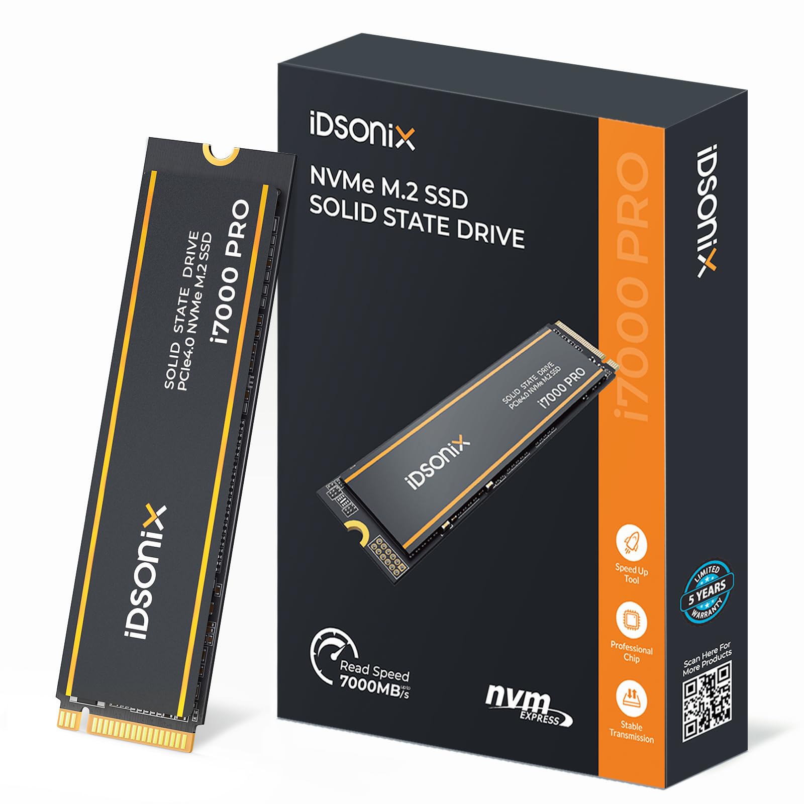 Photo 1 of iDsonix M.2 SSD 1TB, PCIe Gen4X4, NVMe SSD M.2 2280 with 3D NAND Flash and Heatsink, Speeds Up to 7000 MB/s, Internal Solid State Drive Gaming SSD for PS5, PC, Laptop and Desktop