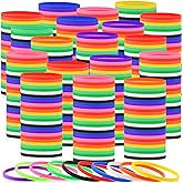 Liliful 400 Pcs Silicone Wristbands Solid Color Silicone Bracelets Blank Rubber Sports Rubber Wristbands Bracelets Stretch Bands for Adults Men Women Teen(Colorful)