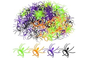 BOAO 120 Pieces Spider Rings Halloween Rings Plastic Spider Cupcake Topper Bulk Costume Accessories Halloween Party Favors