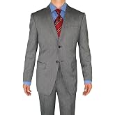 Giorgio Eleganz Men's Trim Modern Fit Suit 2 Button Dark Gray Sharkskin
