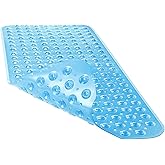 YINENN Bath and Shower Safety Mats 40x16 inch, Non Slip with Suction Cups for Bathroom Stall and Tub Floor, Extra Large and Machine Washable, Drain Holes Keep Bathtub Clean, Blue