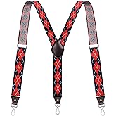 Vauhse Suspenders for Men, Adjustable Suspenders with Elastic Straps Y-Back Construction Heavy Duty for Work