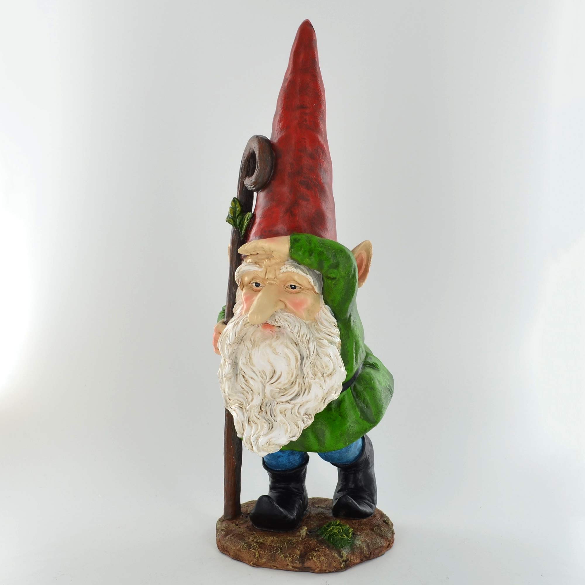 Gnome - Gazing With Stick Fantasy Figure Home Decor Garden Ornament Elf Joke Present Novelty Gift Comical H31cm