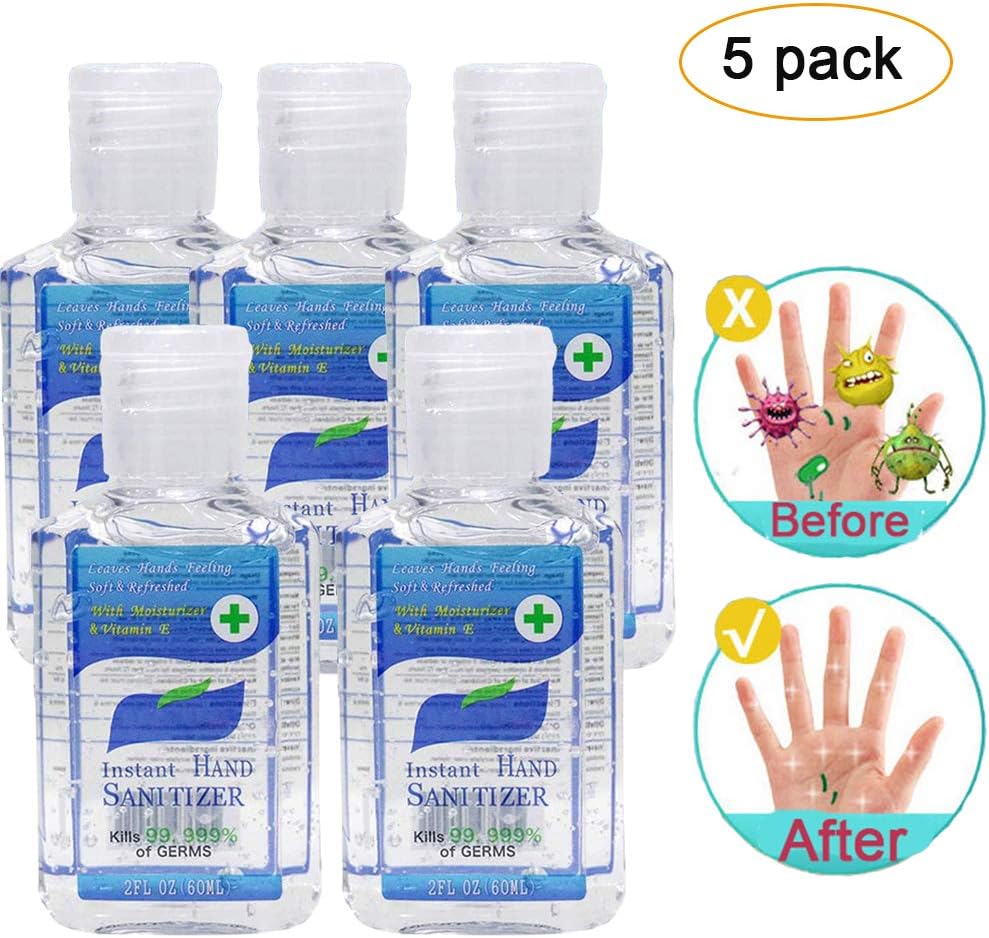 5 Pack 2 Fl OZ Hand Sanitizer Gel Liquid Hand Soap for Hand Cleaning, No Rinse Foam Hand Soap Gel