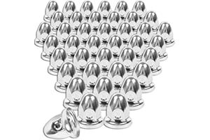 Cabtherlyn 33mm x 2 1/2" Steel Lug Nuts Covers,Polished Bullet Flanged Caps Pointed Push-on Lug Nut Cover for Semi Trucks, Pack of 40 PCS