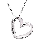 ALOV Jewelry Sterling Silver forever friend Love Heart Pendant Necklace