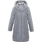 RISISSIDA Women Long Faux Fur Coat Hooded, Fuzzy Jacket Spring Fall Winter Warm Overcoat