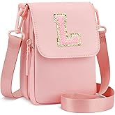 CLOUDWINGS Birthday Gifts for Girls Crossbody Purse Small Initial Cell Phone Toddler Purse Crossbody Bags,Pink-L