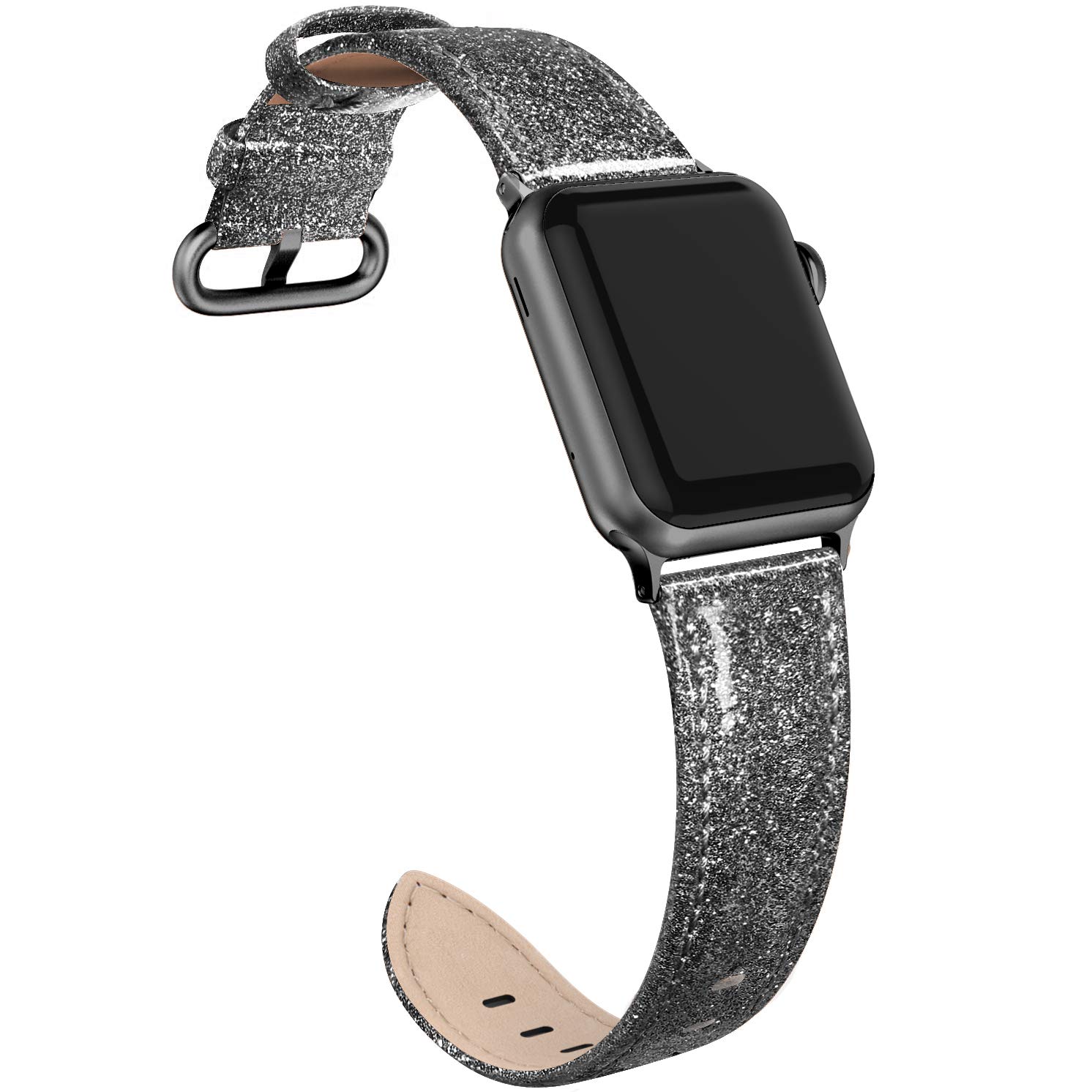 PARMPH Genuine Leather Strap Compatible for Apple Watch 38mm 40mm 41mm 42mm(Series 10), Soft Elegant Leather Strap Compatible with iWatch Series 10 9 8 7 6 5 4 3 2 1 SE Sports Edition for Women Men