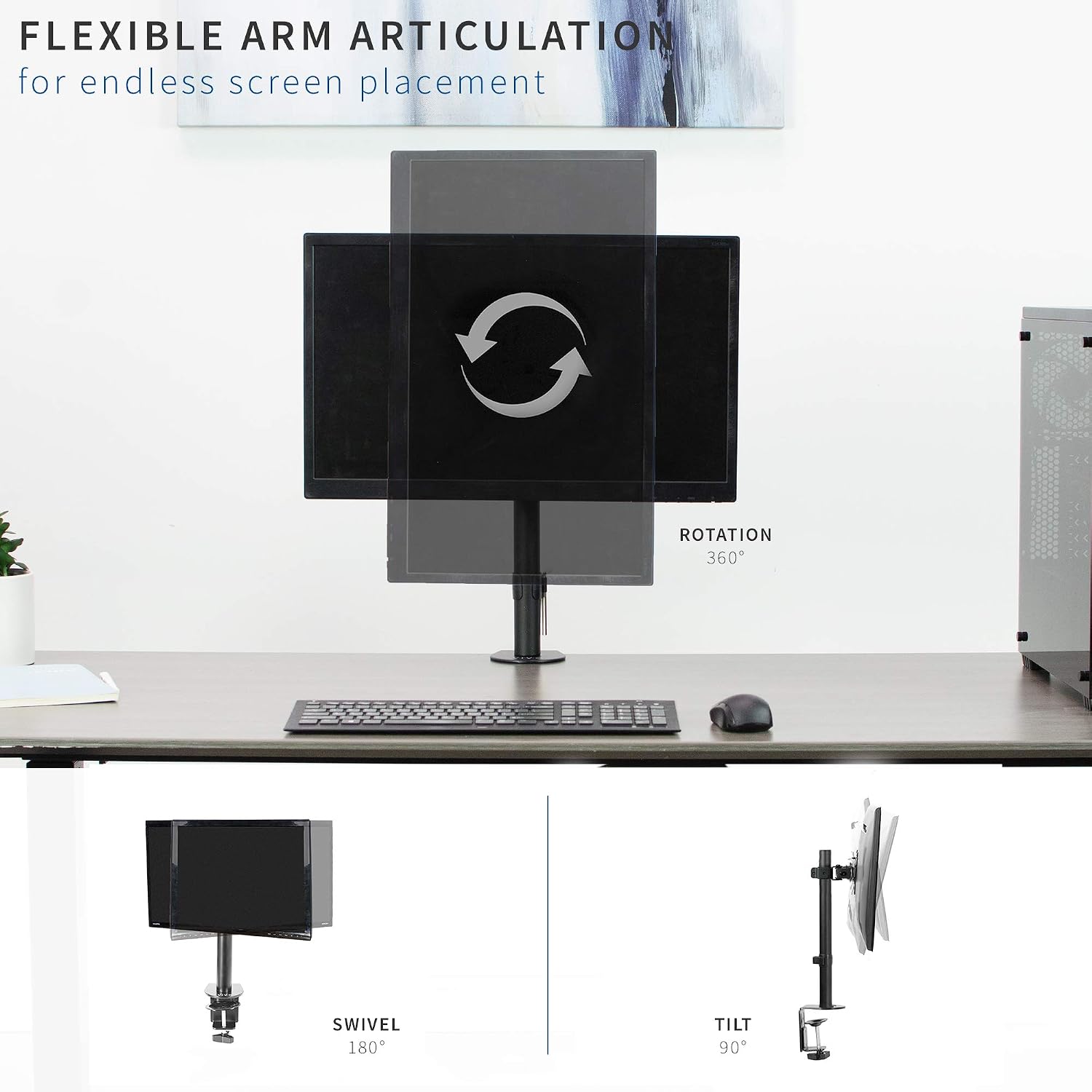 Vivo Single Monitor Adjustable Tilt Desk Mount Stand for 1 LCD Screen up to 32 inches STAND-V001C, Black, 1 Screen Mount - Image 5
