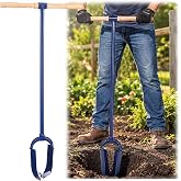 Lothee 6x46in Post Hole Digger Hand Auger T Handle | Heavy Duty Adjustable Lawn Auger with Sharp Blades, Steel Yard Tool, for Gardening, Soil Plugging, Cultivating, and Weeding