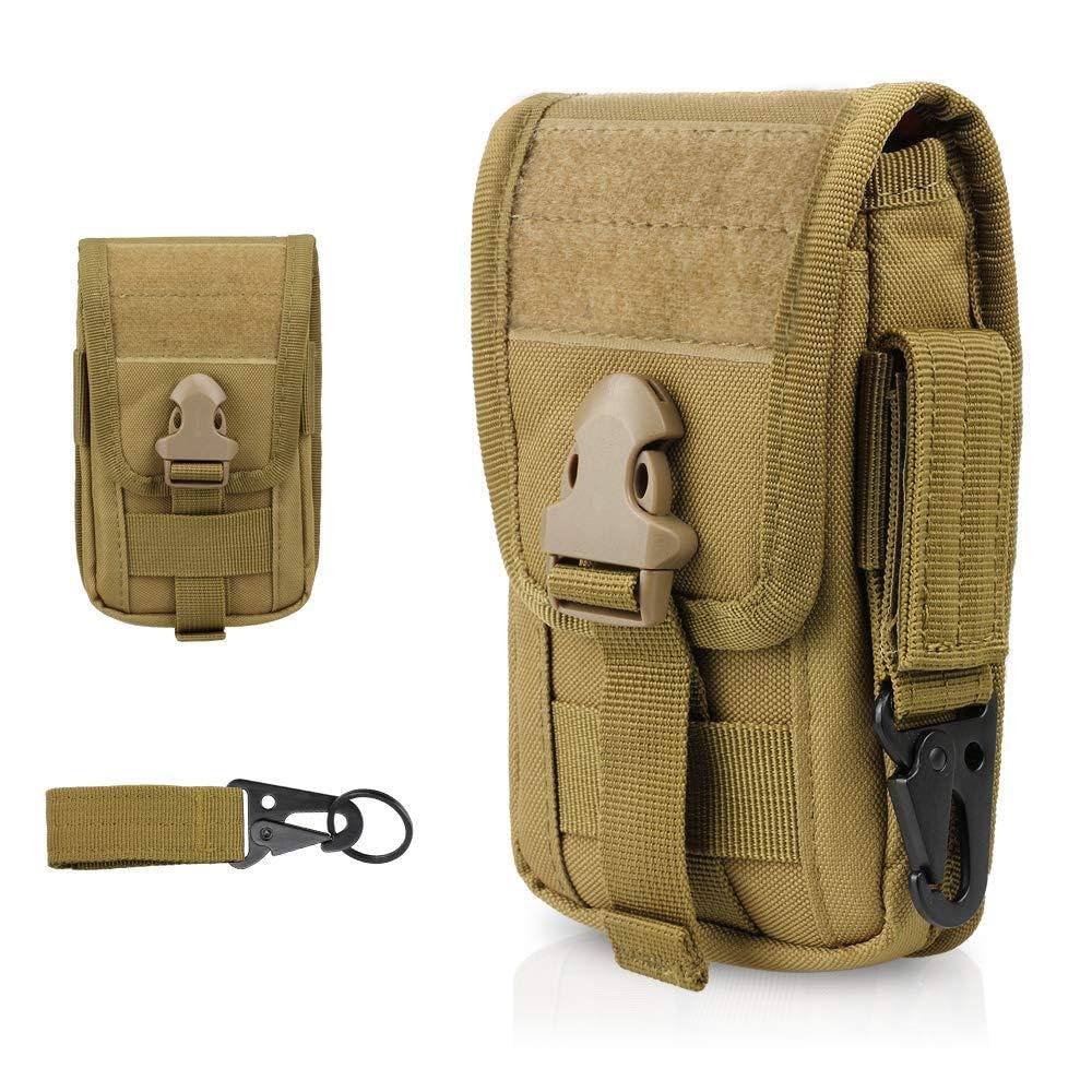WYNEX Tactical Phone Pouch Molle, Smartphone Holster Bag EDC Utility Cellphone Lock Card Holder Organizer Fit for Waist Belt Case Include Tactical Gear Clip