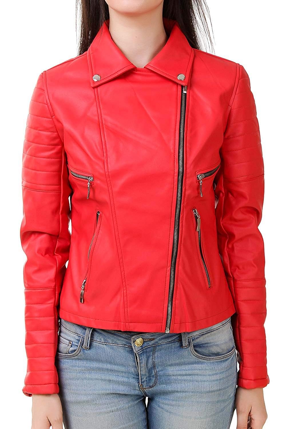 delhitraderss&reg; stylish girls/ladies/women slim fit zipper design winter jacket(code-red)(size-m)