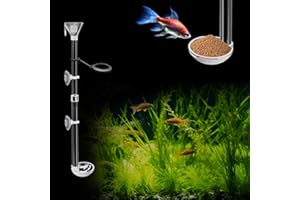 NIUOHOY Aquarium Fish Shrimp Feeding Dish Set, Shrimp Feeding Dish Set, Transparent Shrimp Feeding Adjustable Tube with Feeding Ring, Cleaning Brush for Fish Tank and Preventing Food Scattering (Small)