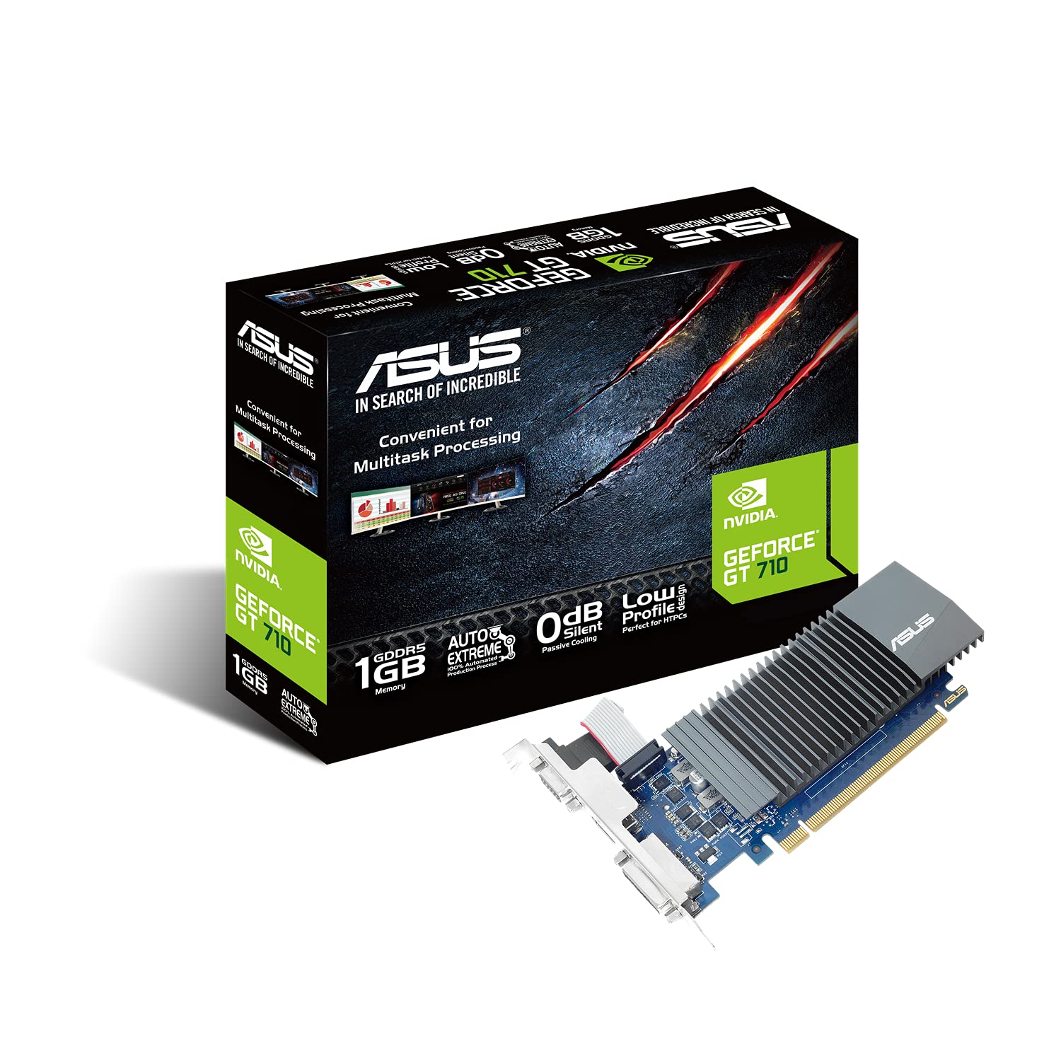 ASUS GT710-SL-1GD5 GeForce GT 710 Graphics Card with 0 dB Efficient Cooling - Black