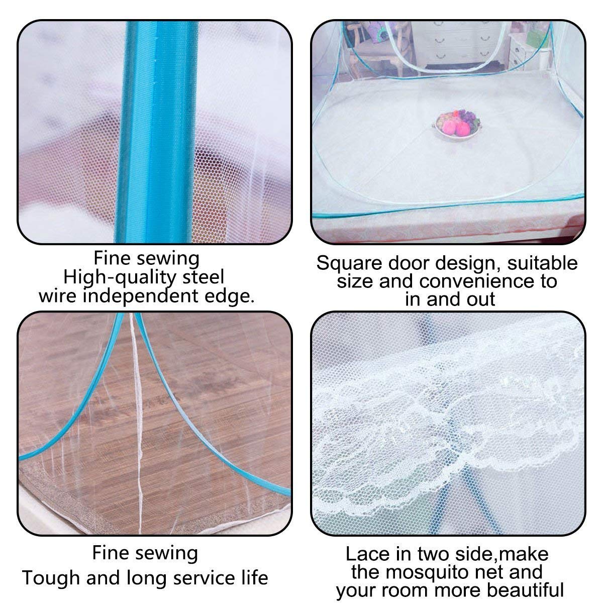 Pop-Up Mosquito Net Tent for Beds Anti Mosquito Bites Folding Design with Net Bottom for Babys Adults Trip (79 x71x59 inch) : Baby