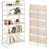BHG Vintage Multifunctional Folding Bookshelf, No-Assembly Plant Stand Storage Rack Shelves for Home Office (White, 5-Tier)
