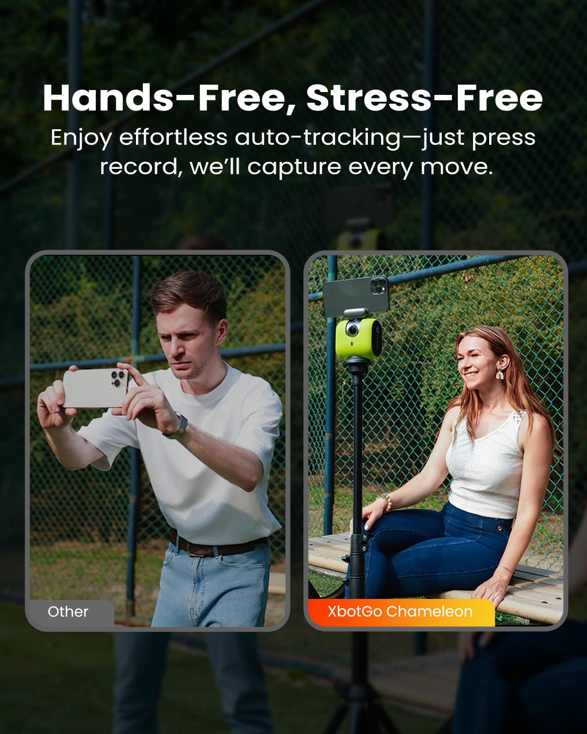 XbotGo Chameleon AI Auto Sports Action Camera - 4K 60FPS Soccer Camera and Basketball Tracking Camera for Team Sports, Live Streaming, No Subscription, Works with iOS & Android (Lava Graphite)