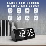 Netzu Alarm Clock Bedside with Night Light Dual Alarm USB Charger 12/24h view 8