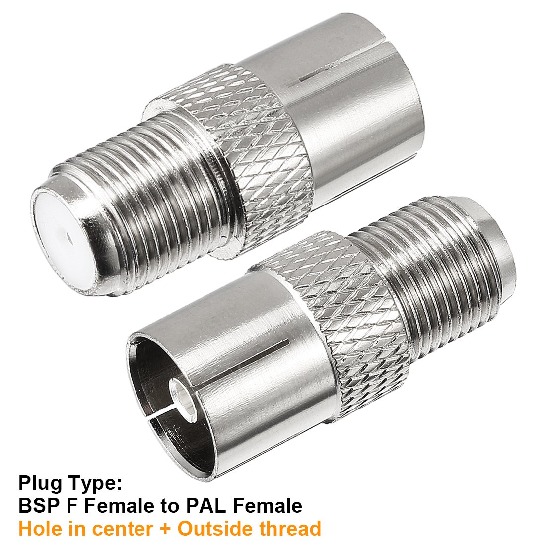 sourcing map Silver Tone BSP F Female to PAL Female Jack Adapter Connector, 1pc BSP F Female to PAL Female - Image 3