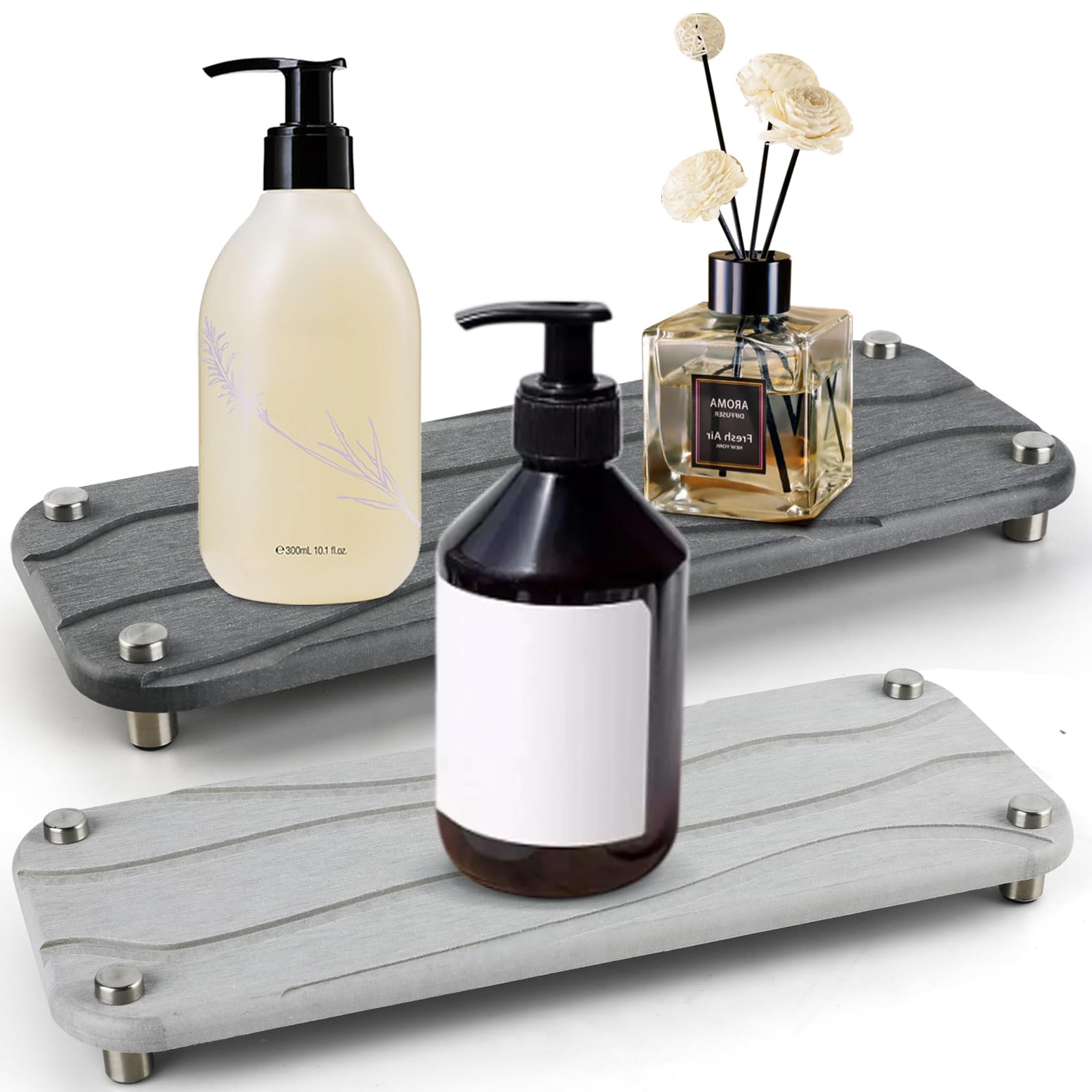 INFTYLE Sink Caddy, Instant Dry Sink Organizer, Fast Drying Stone Holder, Sponge Soap Holder Dispenser, Countertop Fast Drying Rack for Home Bathroom and Kitchen