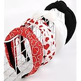 Huachi Valentine's Day Headbands for Women Girls Heart Headbands Non Slip Cute Knotted Headband Fashion Women Head Bands for Hair Wide Top Knot Hairband for Women's Hair Accessories