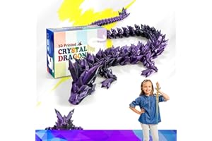HyBaiS 3D Printed Dragon,Large 3D Dragon, Flexible Ariculated Dragon,3D Printed Crystal Dragon Toy,Creative and Fun Fidget Toy,Dragon Figurine Decor, (Black-Purple, 24 inch)