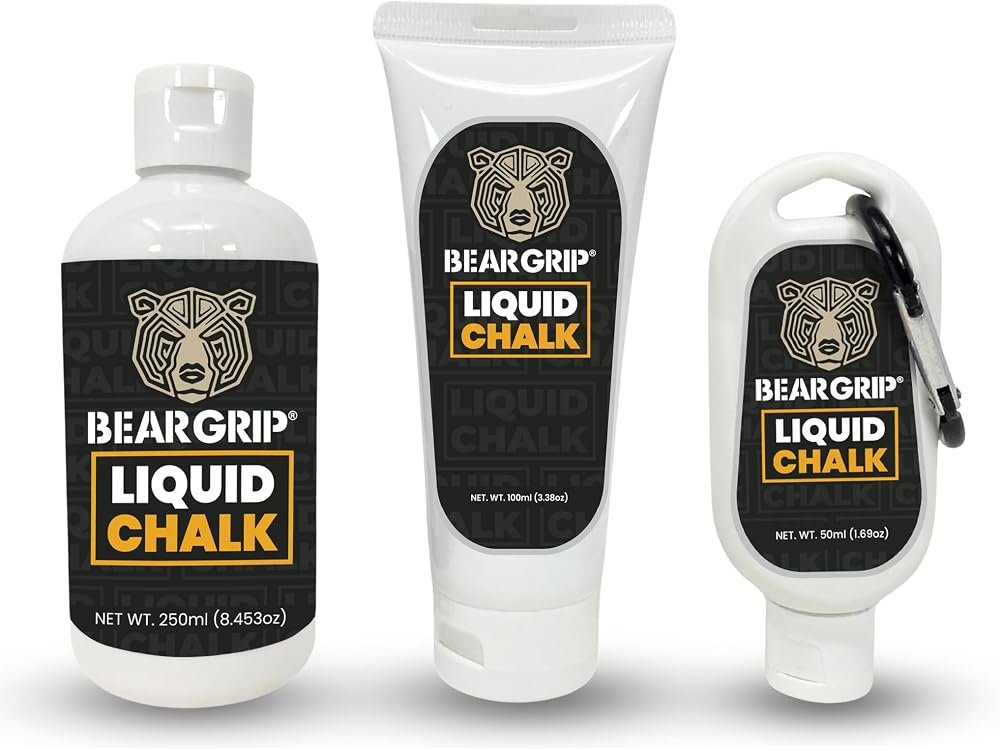 Bear Grip Liquid Chalk 50ml 100ml or 250ml Sports Chalk Sweat Free Hands