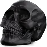 READAEER Resin Skull, Human Head Model for Home Decoration, Halloween Statue, Skull Model for Bookshelf and Desktop (Black)