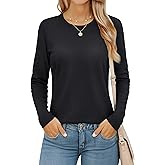 MAGCOMSEN Women's Long Sleeve Shirts Casual Crew Neck T-Shirt 2025 Basic Fall Tops Classic-fit Tee Breathable Cotton Top
