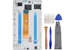 SUNWAYS Tablet Complete Screen LCD Digitizer Touch Assembly Replacement for (LTE Version) Samsung Galaxy Tab A7 Lite Tab A7 Lite LTE SM-T225 with Tool Kit and Screen Frame Installed White 8.7"
