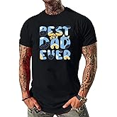 PCAEOVM Dad Shirt for Men Letter Print Tshirt Short Sleeve Best Dad Ever Graphic Tee Tops
