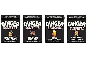 Ginger Delights Four Flavor Variety Pack | Genuine Ground Ginger Root, Natural Flavors | Kosher Certified, Vegan, Gluten Free | Aspartame & Xylitol Free | 30 Count Tin (Pack of 12)