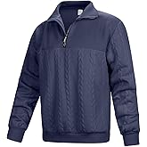 MANLUODANNI Men's Quarter Zip Sweater Lightweight Knitted Mock Neck Quilted Pullover Sweaters Long Sleeve Casual Jumper
