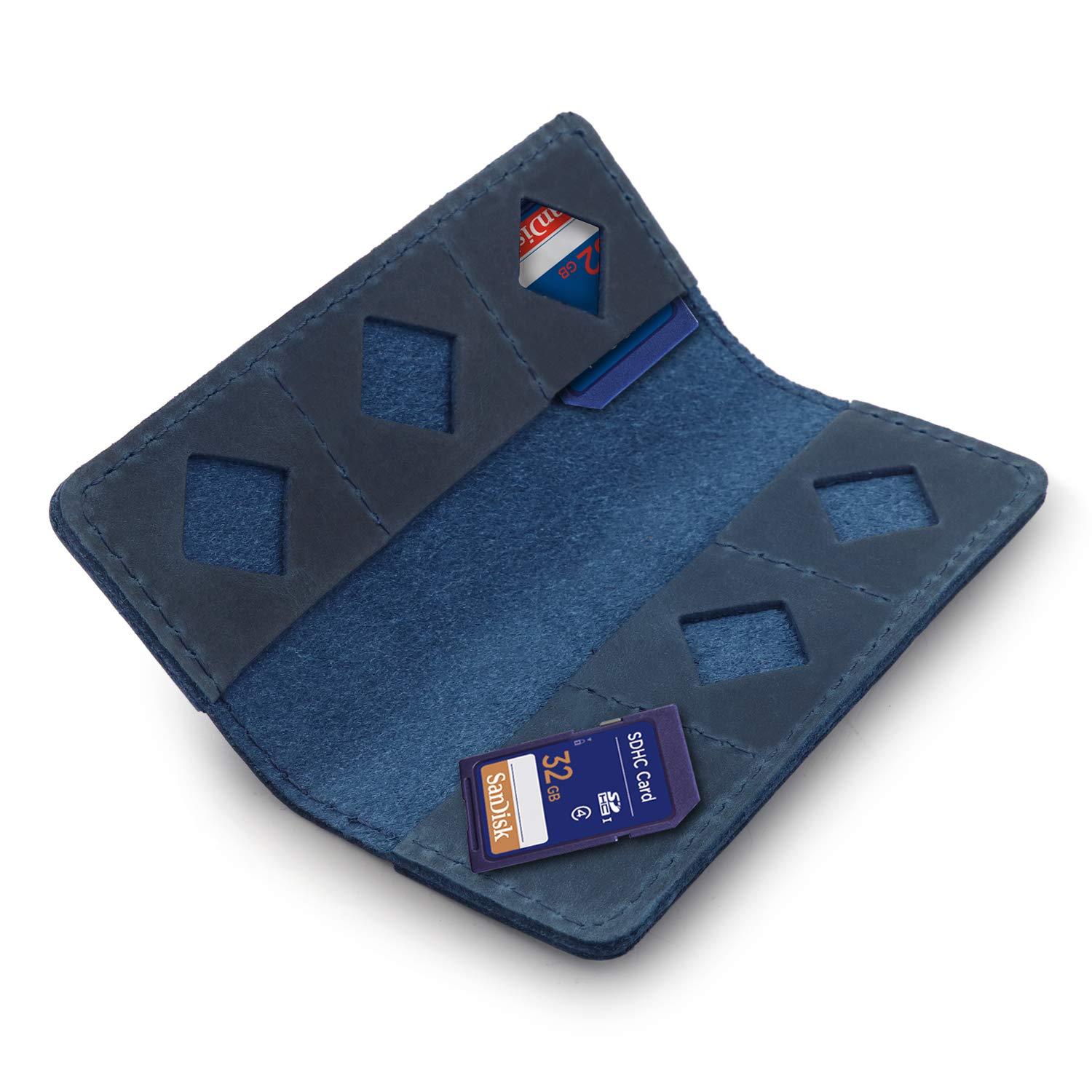 MegaGear Leather SD Card Holder - Blue