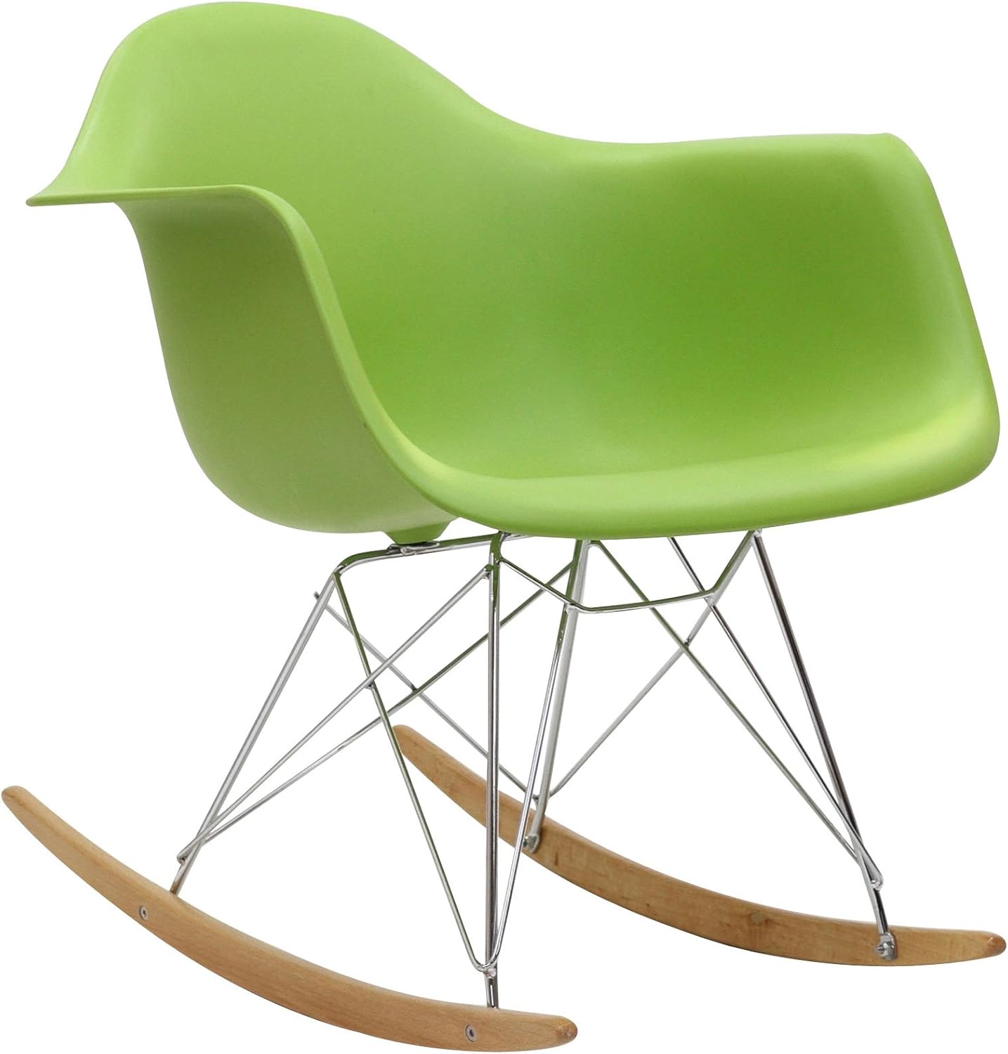 Modway Rocker Mid-Century Modern Molded Plastic Living Room Lounge Chair Rocker in Green