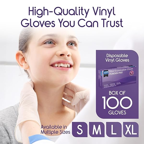 INSPIRE MEDICAL EXAM GLOVES | POWDER FREE STRETCH VINYL GLOVE | DISPOSABLE LATEX FREE GLOVES FOOD SAFE FOR COOKING AND HOME USE