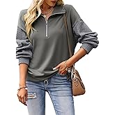 SHEWIN Womens Half Zip Sweatshirt Fall Loose High Neck Pullover Tops